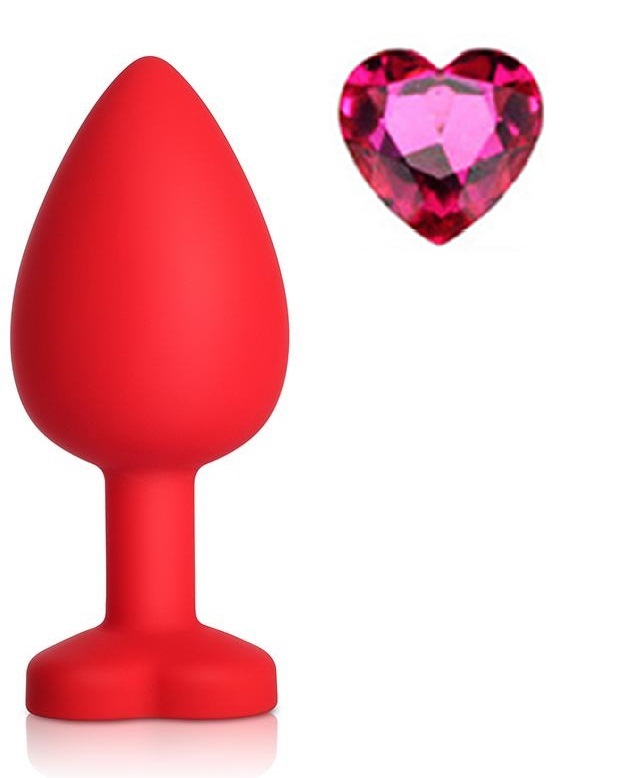 Anal Silicone Large Plug Brighty with Heart Shape Color Diamond Base / Assorted Colors - Image 7