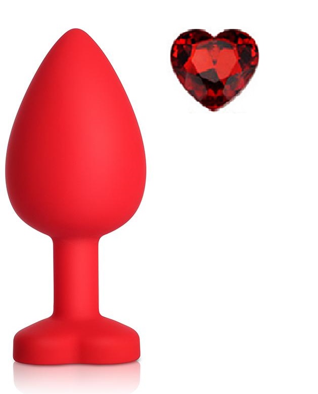 Anal Silicone Large Plug Brighty with Heart Shape Color Diamond Base / Assorted Colors - Image 2