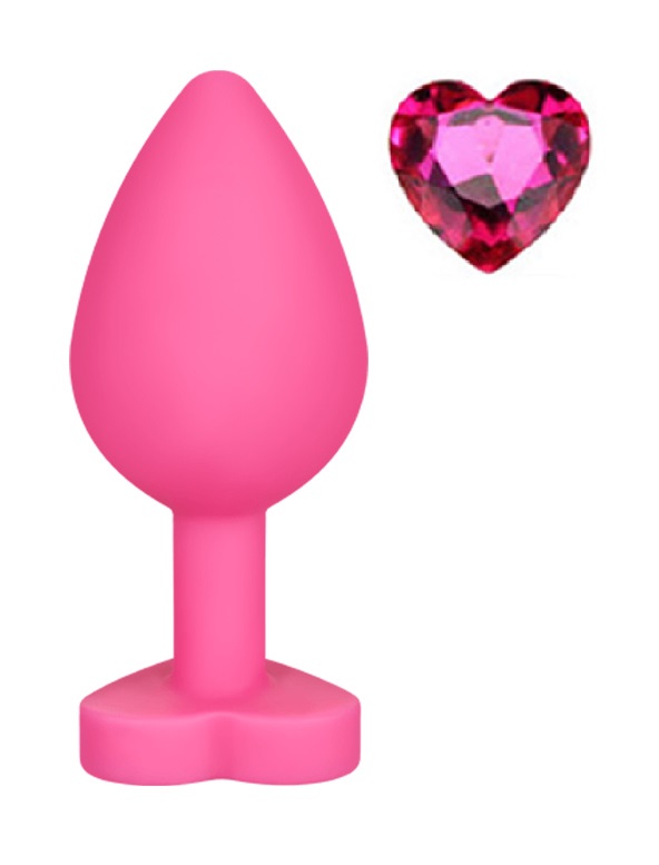 Anal Silicone Large Plug Brighty with Heart Shape Color Diamond Base / Assorted Colors - Image 5