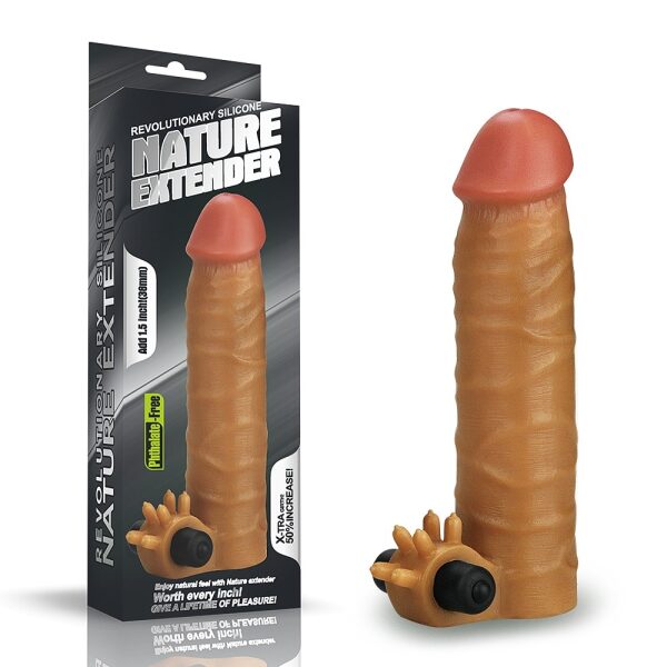 Add 1.5" Vibrating Silicone Extender - Brown