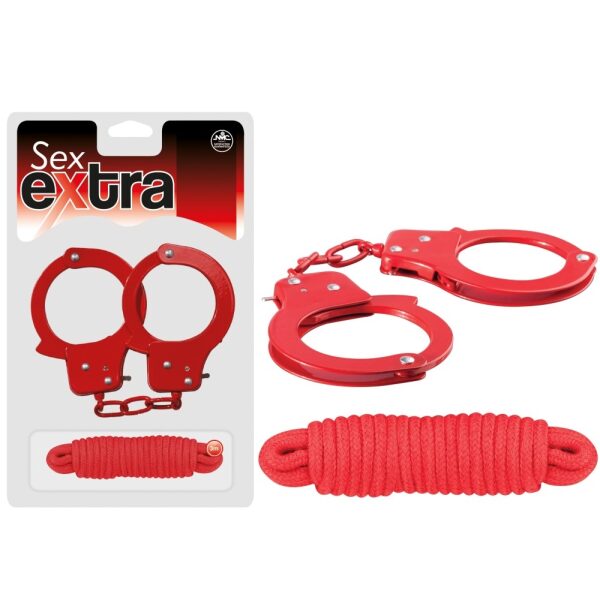 SEX EXTRA - Metal Cuffs & Love Rope - Red