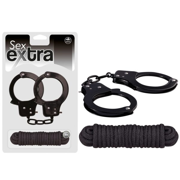 SEX EXTRA - Metal Cuffs & Love Rope - Black