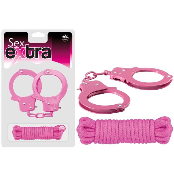 SEX EXTRA - Metal Cuffs & Love Rope - Pink