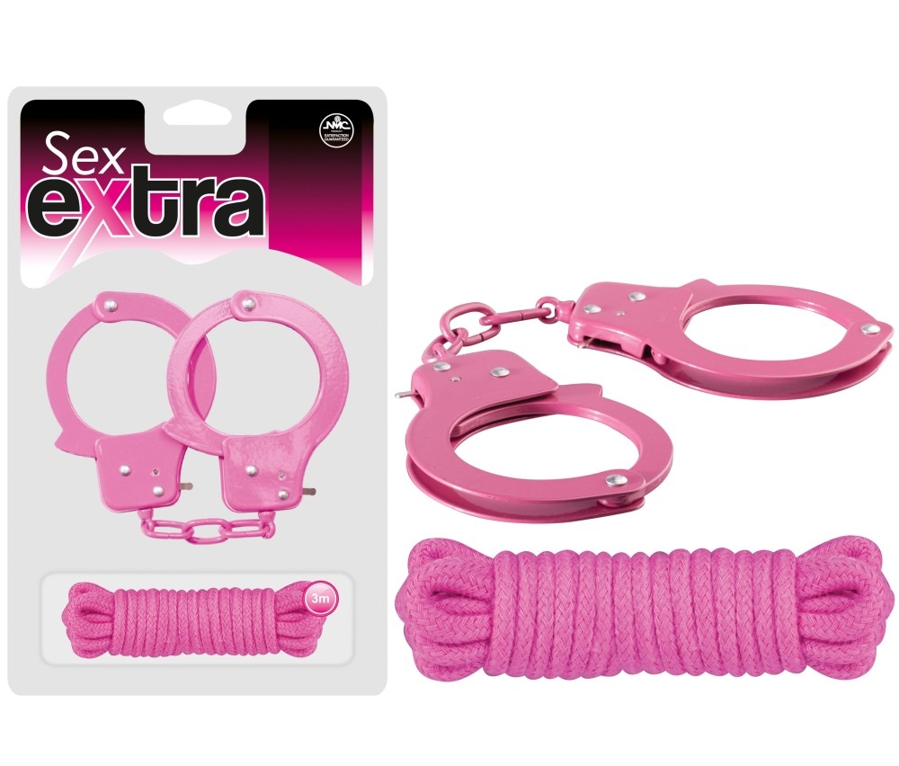 SEX EXTRA - Metal Cuffs & Love Rope - Pink