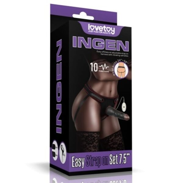 Vibrating Easy Strapon Set 7.5" Black II