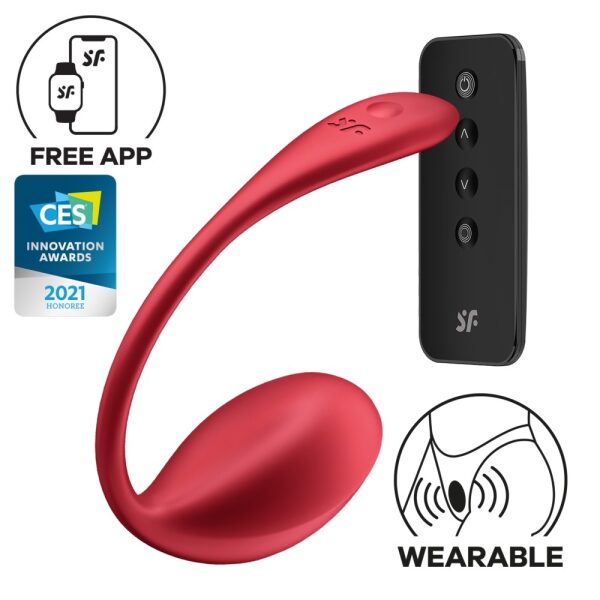 Satisfyer Shiny Petal, APP Controll & Remote Control, G-spot Vibrating Vaginal Silicone Rechargeable Egg - Red