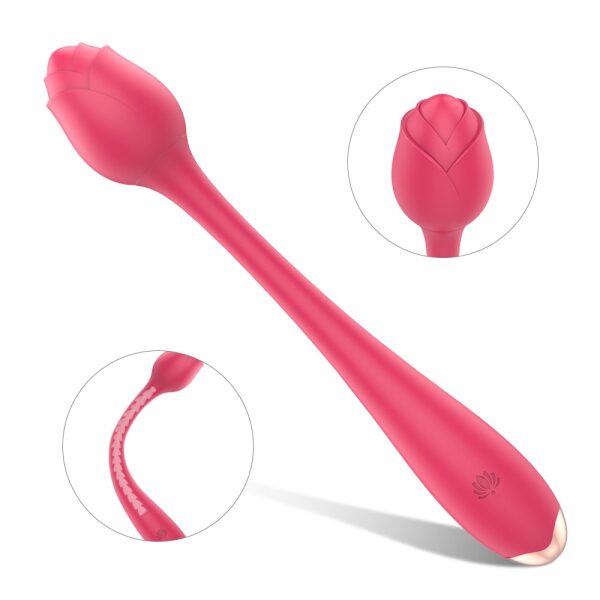 Rose Collection-Bendable Romance Vibrator, 9 Vibration Modes, USB Rechargeable, Silicone, 22 cm. Red