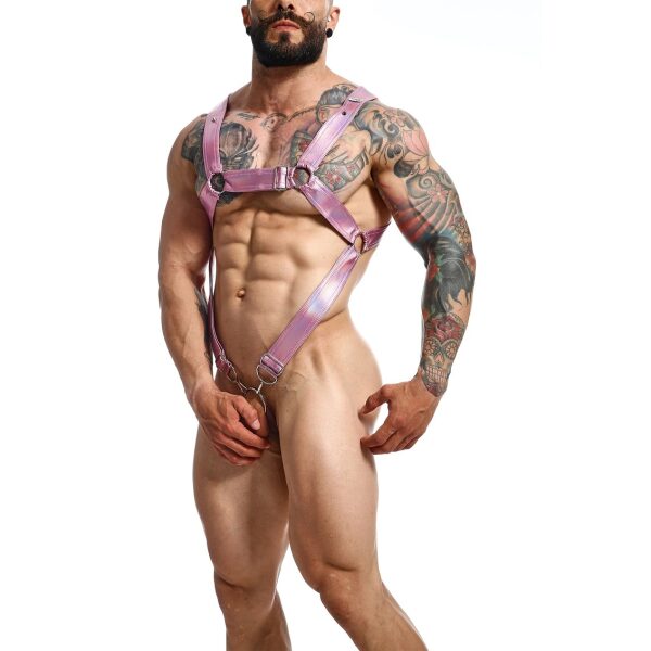 Eroticwear Dngeon Cross Cockring Harness, Pink - O/S