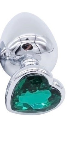 Hearty Metal Butt Plug Small Silver with Color Crystal - Assorted Colors - Image 2
