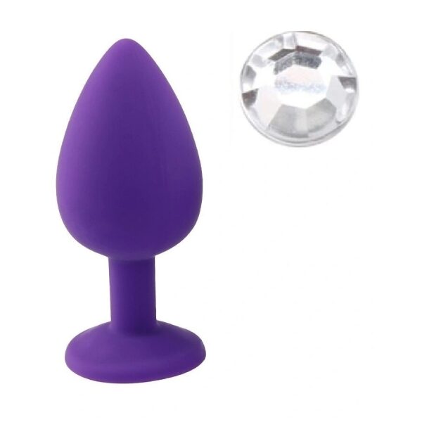 Anal Silicone Color Buttplug Medium With Crystal Base / Assorted Colors