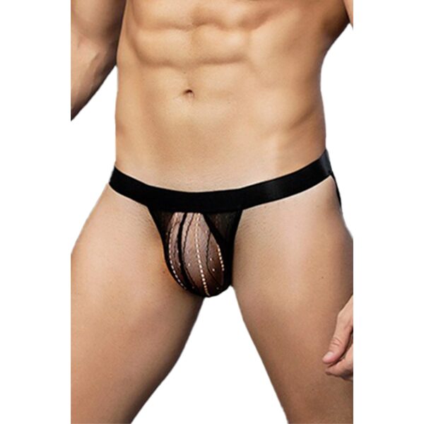 Open Back Jock Bikini Men, Black - S/M