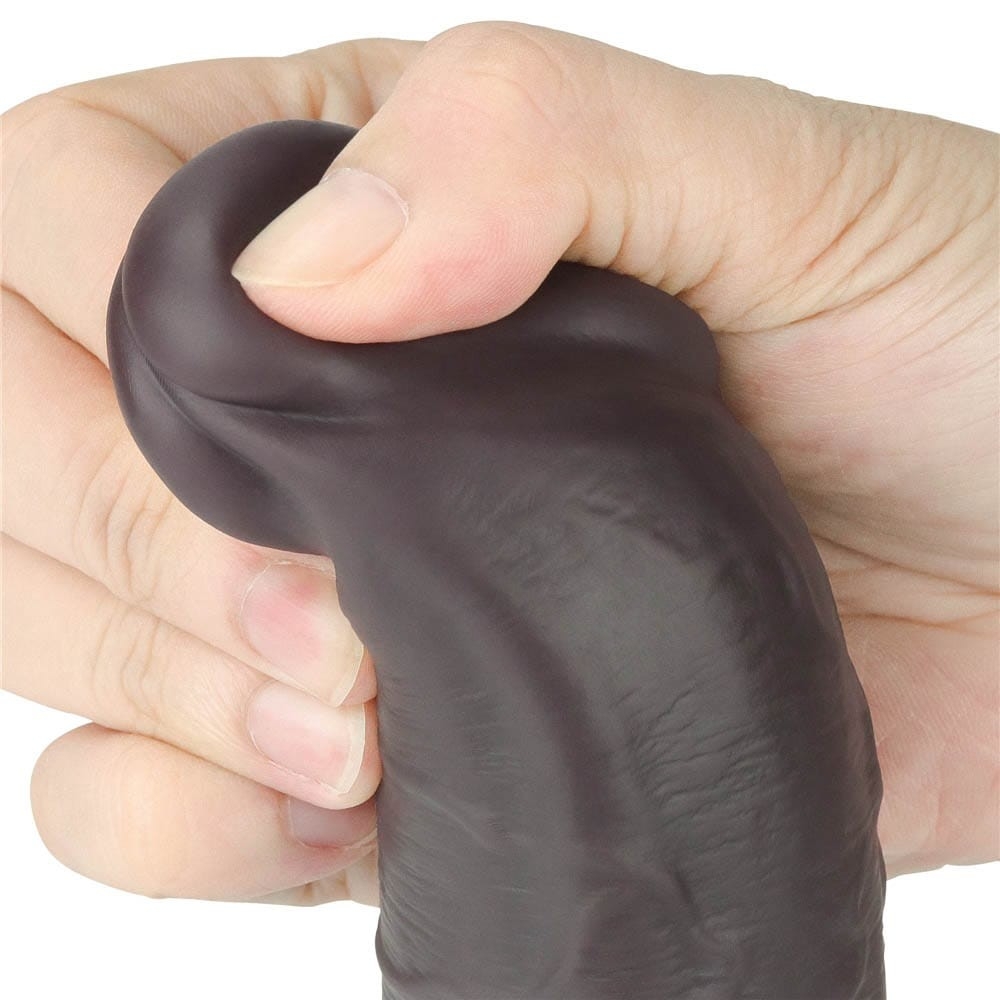 8.0" Dual Layered Platinum Silicone Rotator & Vibrating Rechargeable Cock - Brown - Image 7