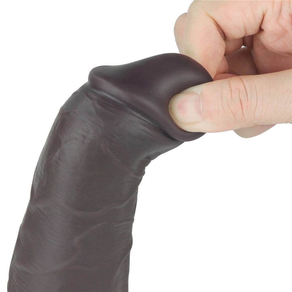 8.0" Dual Layered Platinum Silicone Rotator & Vibrating Rechargeable Cock - Brown - Image 8