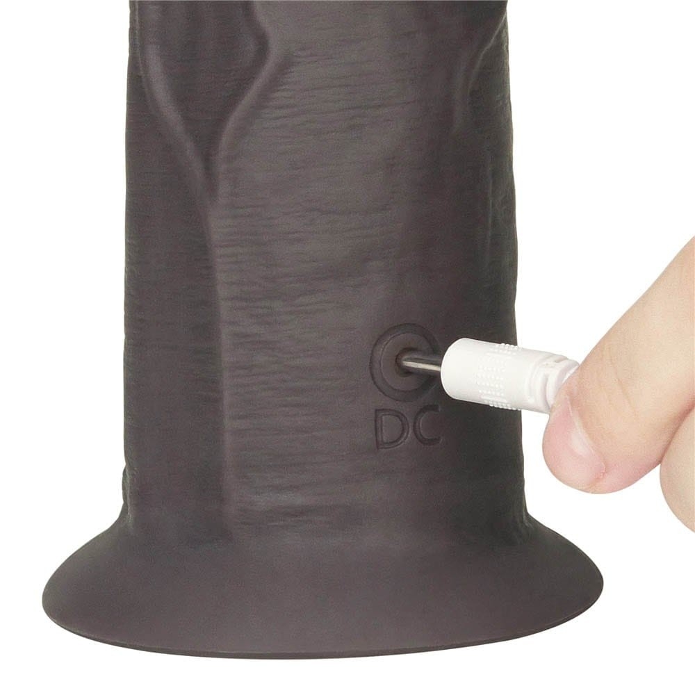 8.0" Dual Layered Platinum Silicone Rotator & Vibrating Rechargeable Cock - Brown - Image 4