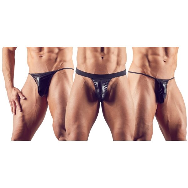 Set of 3 Men's String, Black, S-L