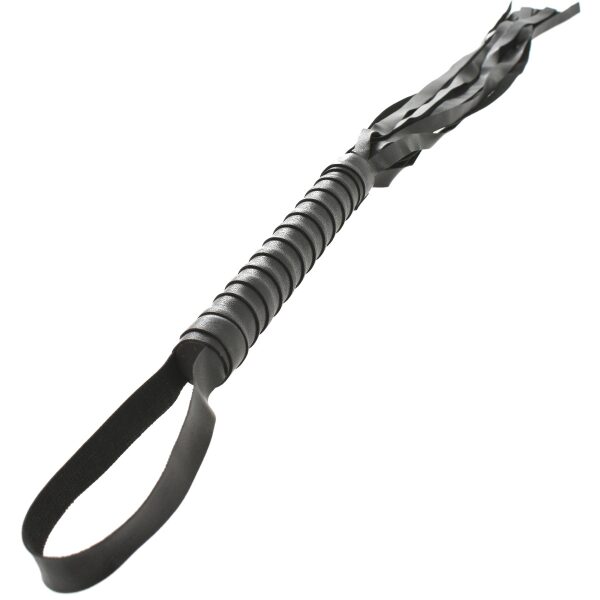 Black Textured Handle Fetish Whip - 49 cm