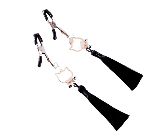 Nipple Clamps with Tassels and Bells - Black