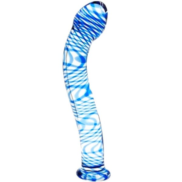G-Spot Dildo, Premium Glass, Blue -19 cm