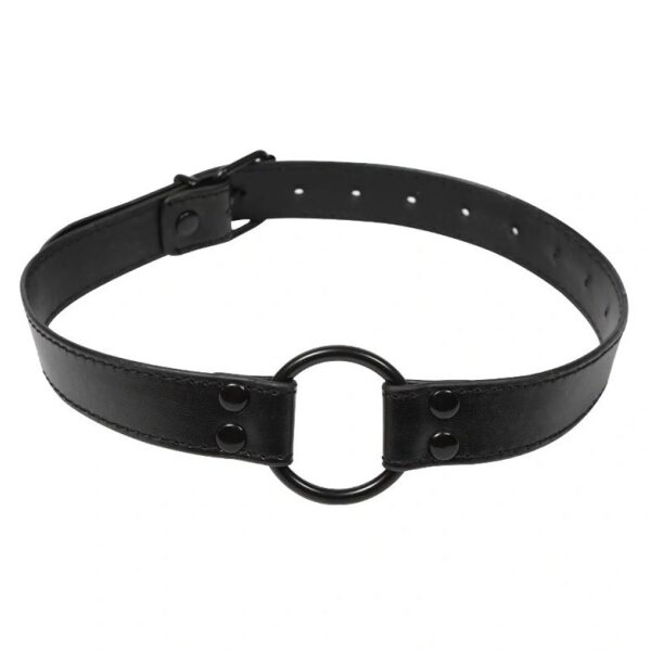 Open Mouth Gag with Metallic Ring - Black