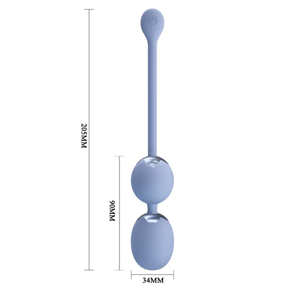Willie Youth USB Rechargeable Silicone Kegel Balls, Remote Control, 12 Vibrating Modes - Blue - Image 3