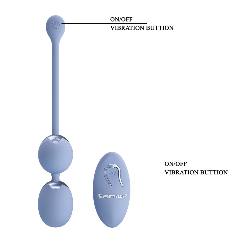 Willie Youth USB Rechargeable Silicone Kegel Balls, Remote Control, 12 Vibrating Modes - Blue - Image 2