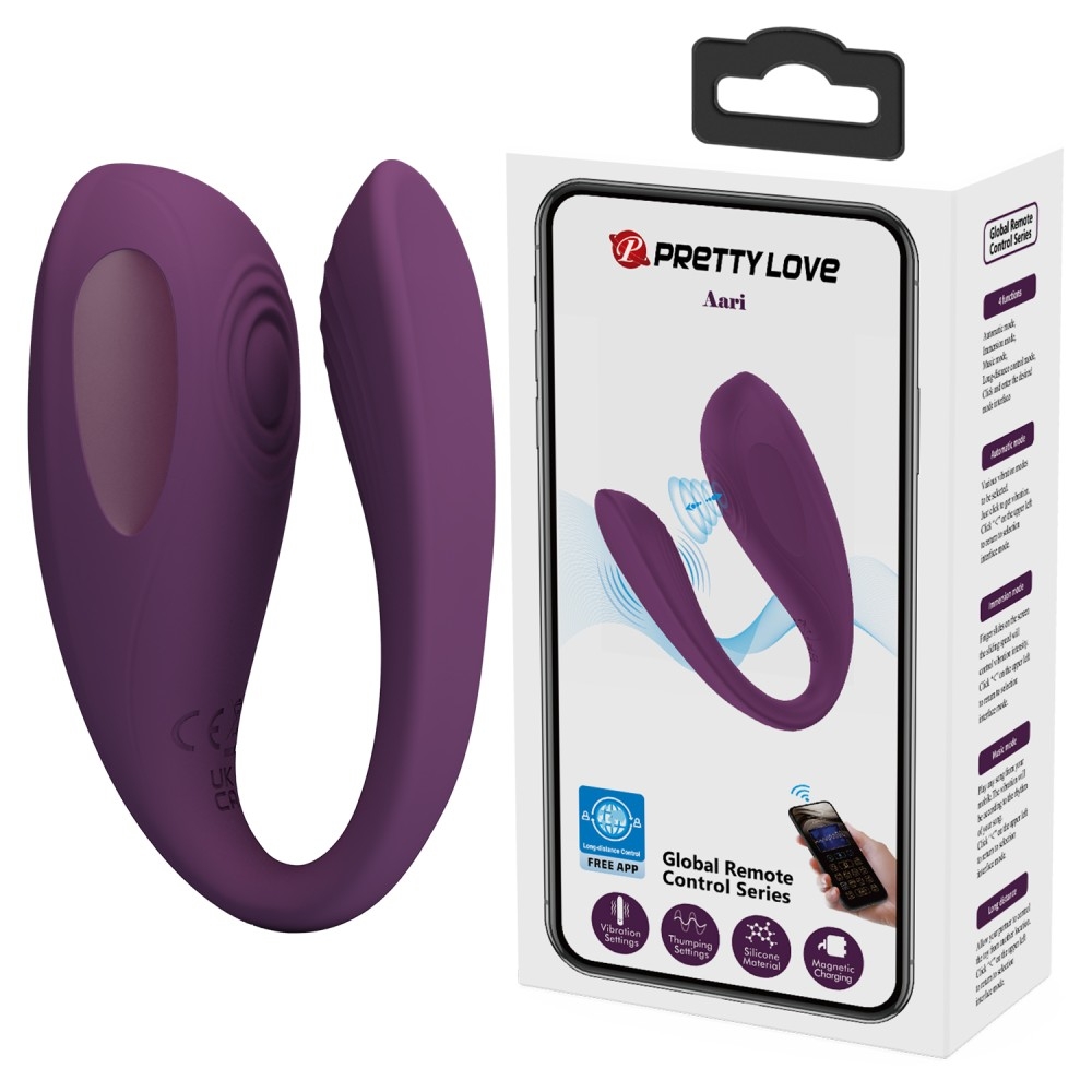 Pretty Love August Rechargeable Wireless Couples Silicone Vibrator - Purple