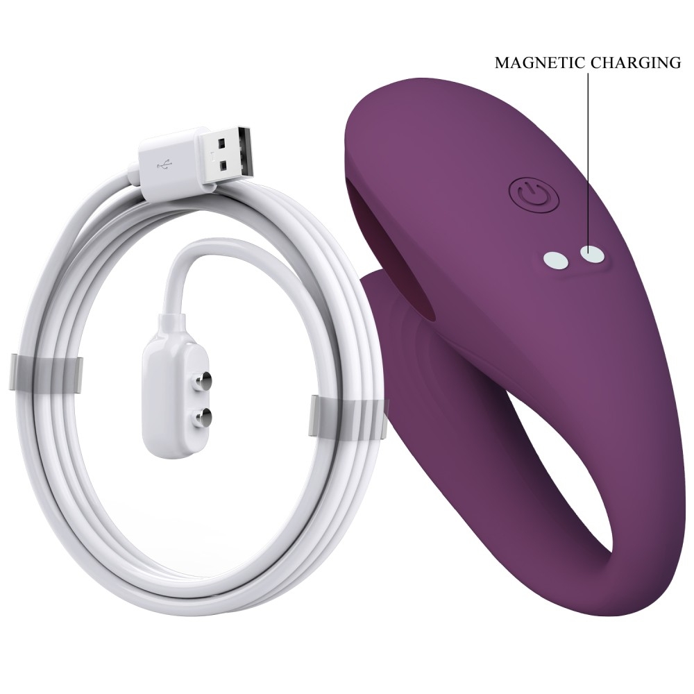 Pretty Love August Rechargeable Wireless Couples Silicone Vibrator - Purple - Image 4