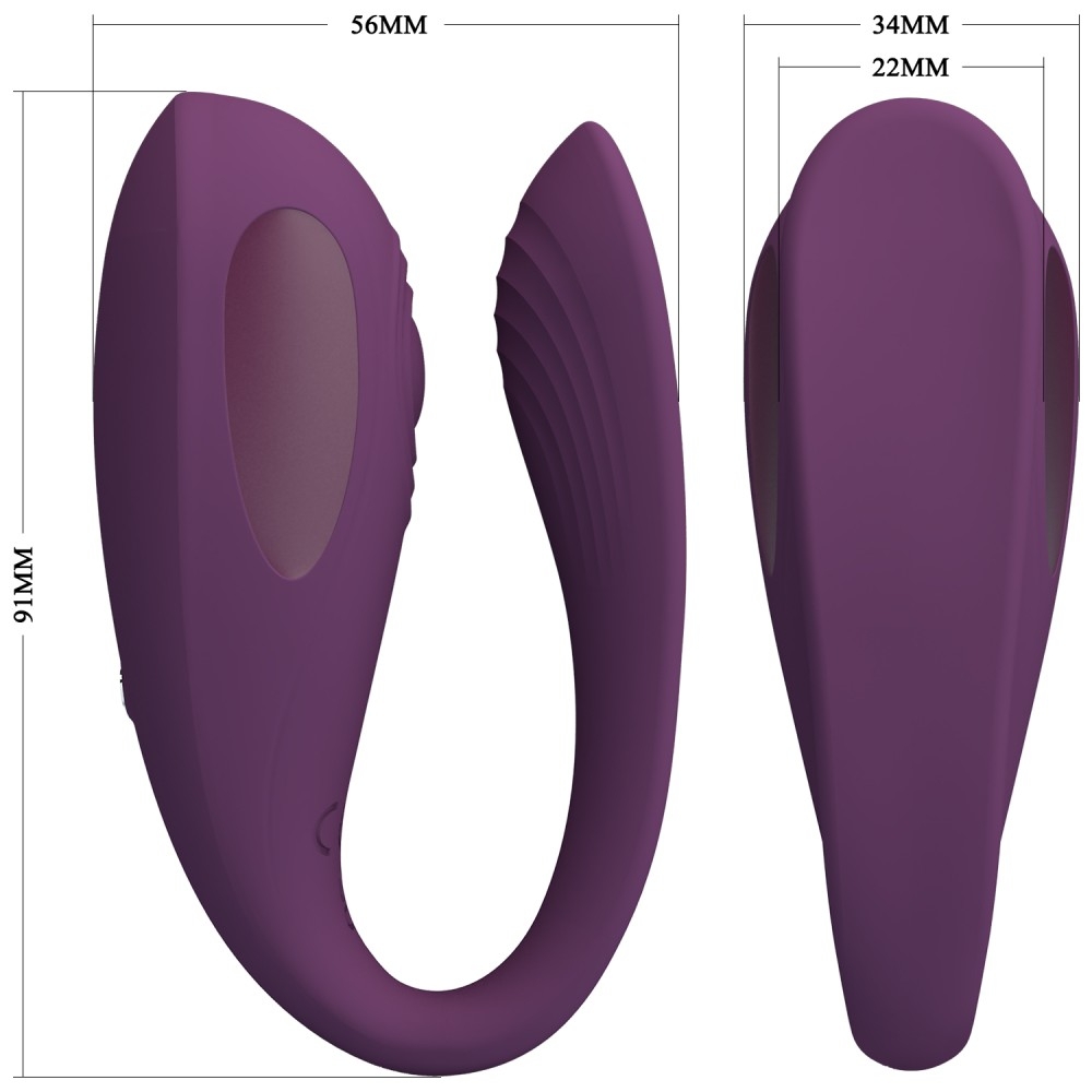 Pretty Love August Rechargeable Wireless Couples Silicone Vibrator - Purple - Image 6
