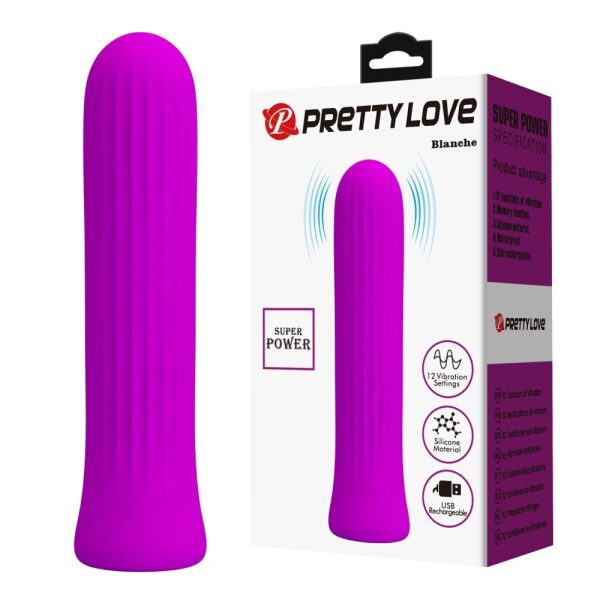 Pretty Love Blanche Vibrator 12 Vibration Modes, Silicone, USB Rechargeable - Purple I