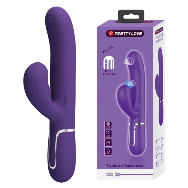Pretty Love Perlita Twinkled Tenderness USB Rechargeable Silicone Rabbit Vibrator - Dark Blue