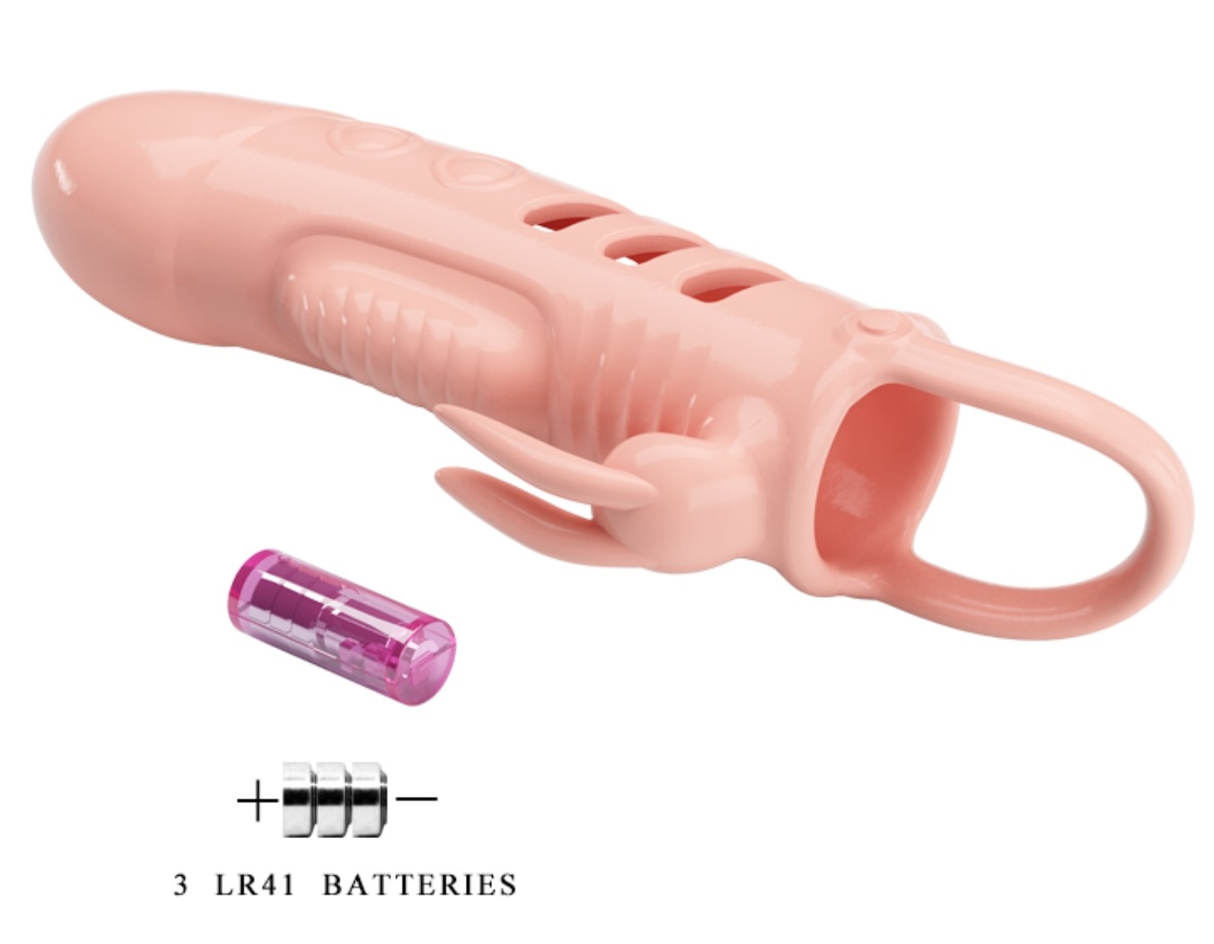 Sloane Penis Extender with Vibrations, + 2.5 cm, TPR - Flesh - Image 2