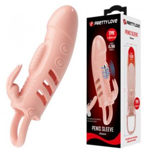 Sloane Penis Extender with Vibrations, + 2.5 cm, TPR - Flesh