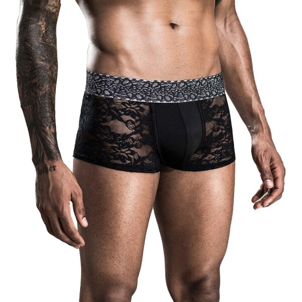 Men's Black Lace Boxers, Black - O/S