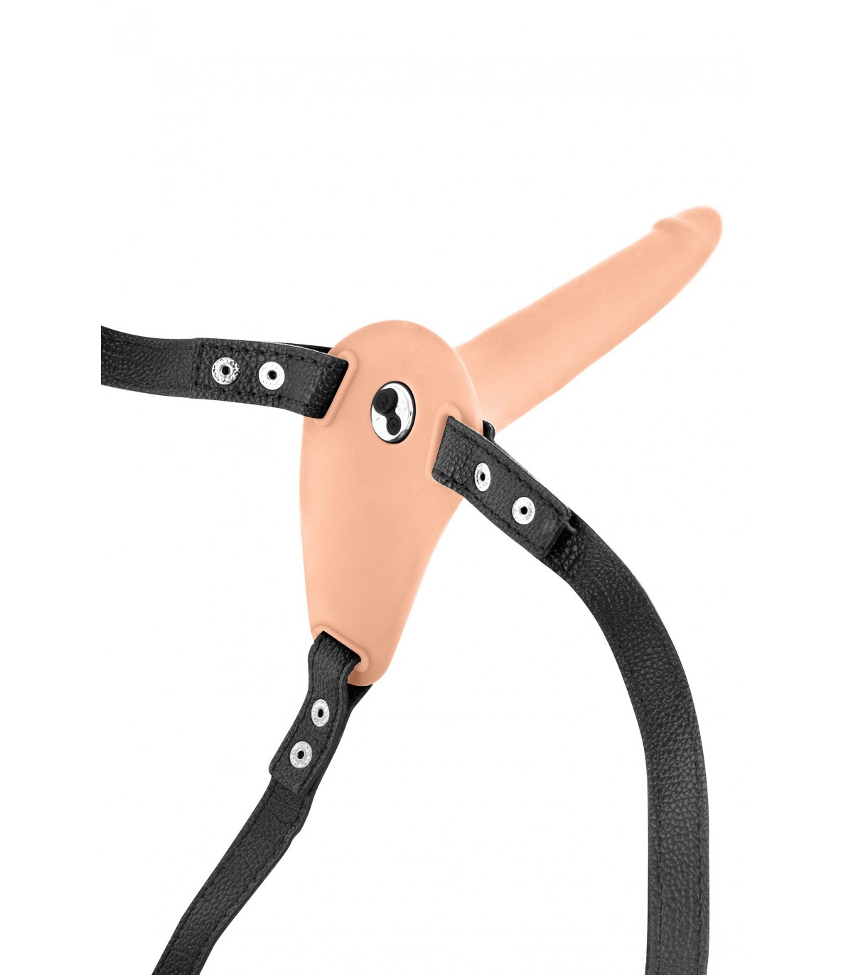 Strap-on with 10 Vibration Modes Silicone Dildo, USB Rechargeable - Natural - Image 3