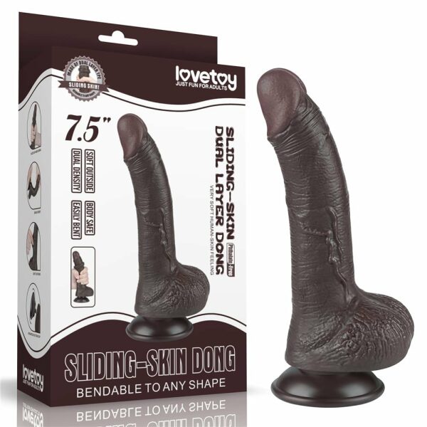 7.5" Sliding Skin Dual Layer Dong - Black I