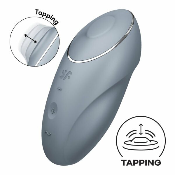 Satisfyer Tap & Climax 1, Clitoral Rechargeable Vibrator - Black / Grey