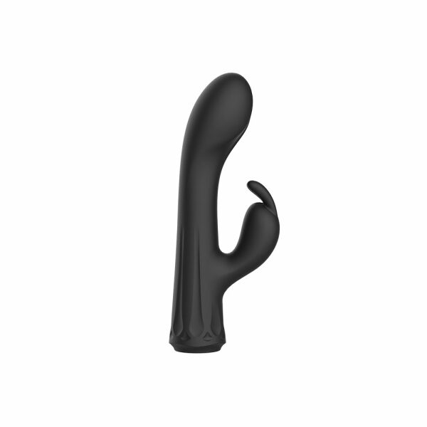 Rabbit Vibrator Lucia, 10 Vibration Modes, Silicone, USB Rechargeable, Black - 15.8 cm