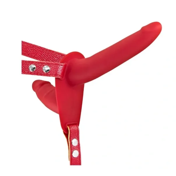 Strap-on for Women-Double Dildo-Silicone, Red - 13 cm