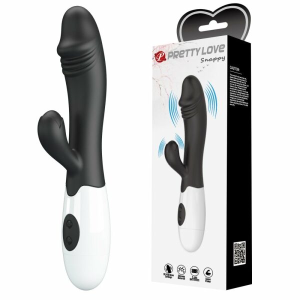 Pretty Love - Snappy Rabbit Silicone Vibrator - Black