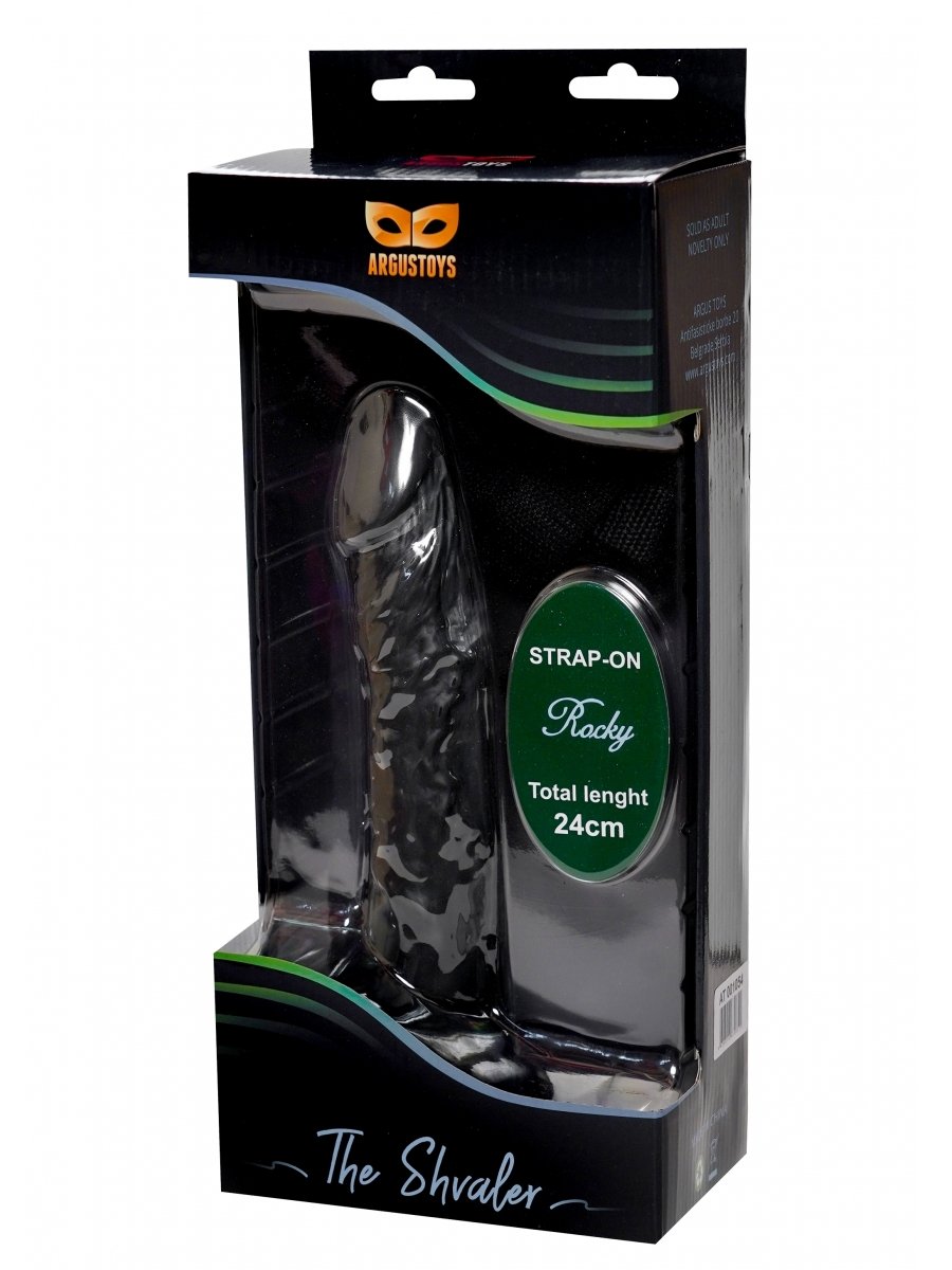 Strap-on Rocky with Realistic Dildo, PVC, Black, 24 cm - Image 2