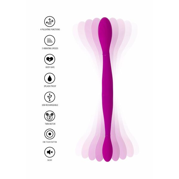 Infinity Double Vibrating Silicone Rechargeable Dildo - 37 cm
