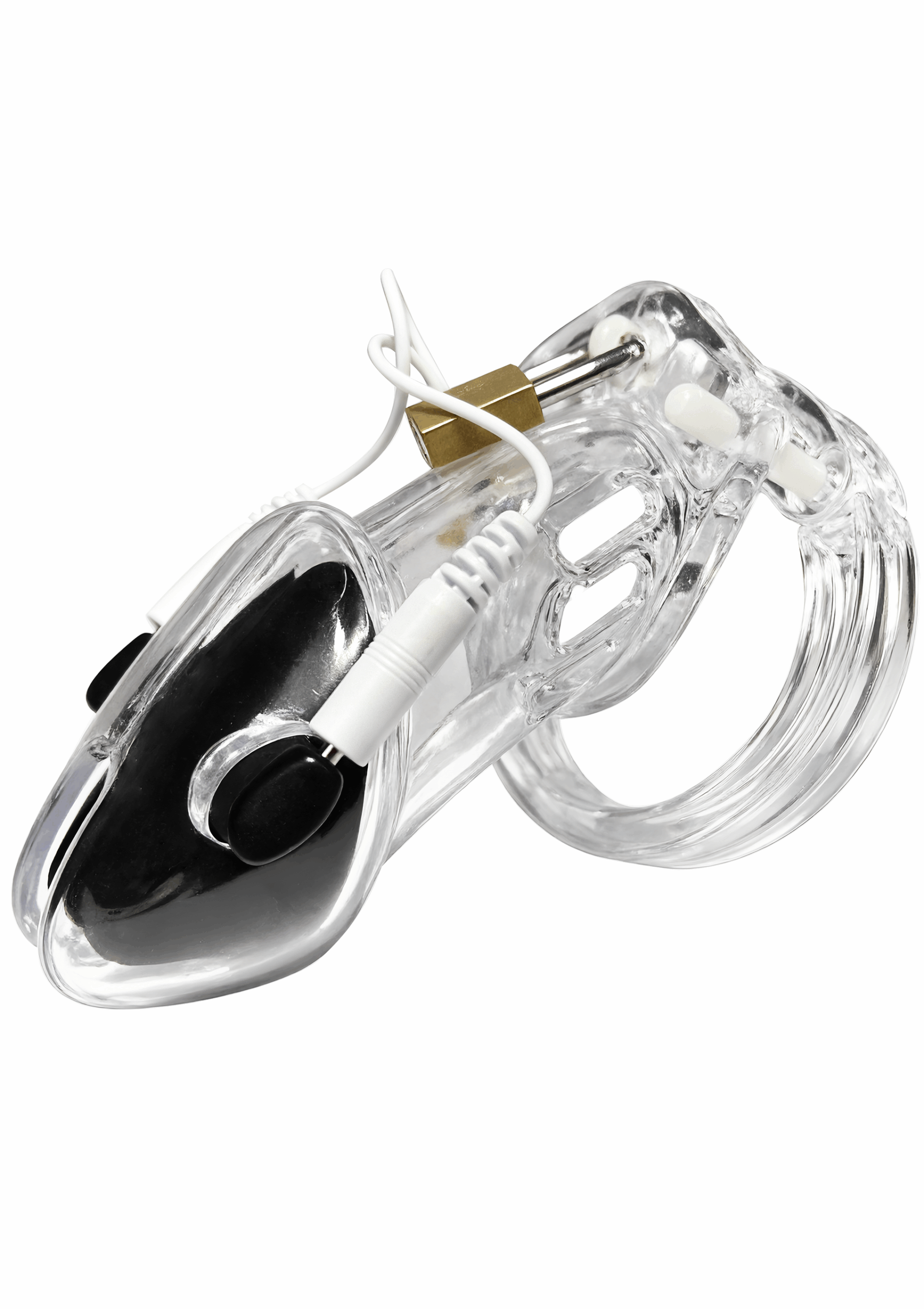 Electro Cock Cage, Remote Control W/ 5 Penis Rings - Clear - Image 4