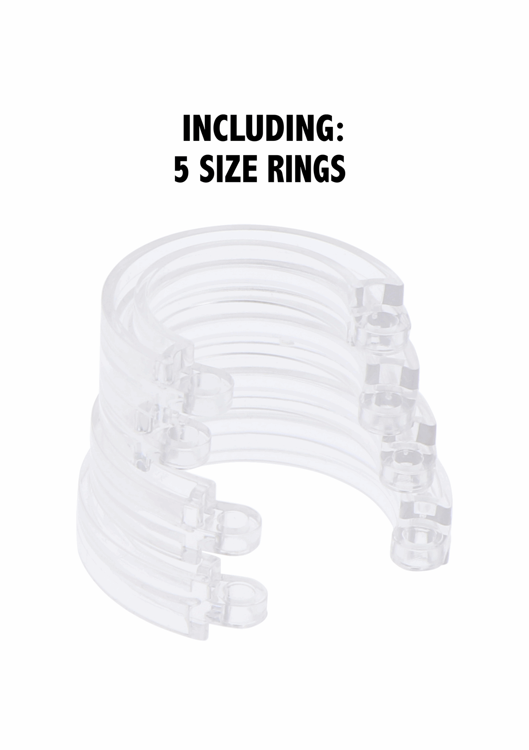 Electro Cock Cage, Remote Control W/ 5 Penis Rings - Clear - Image 7