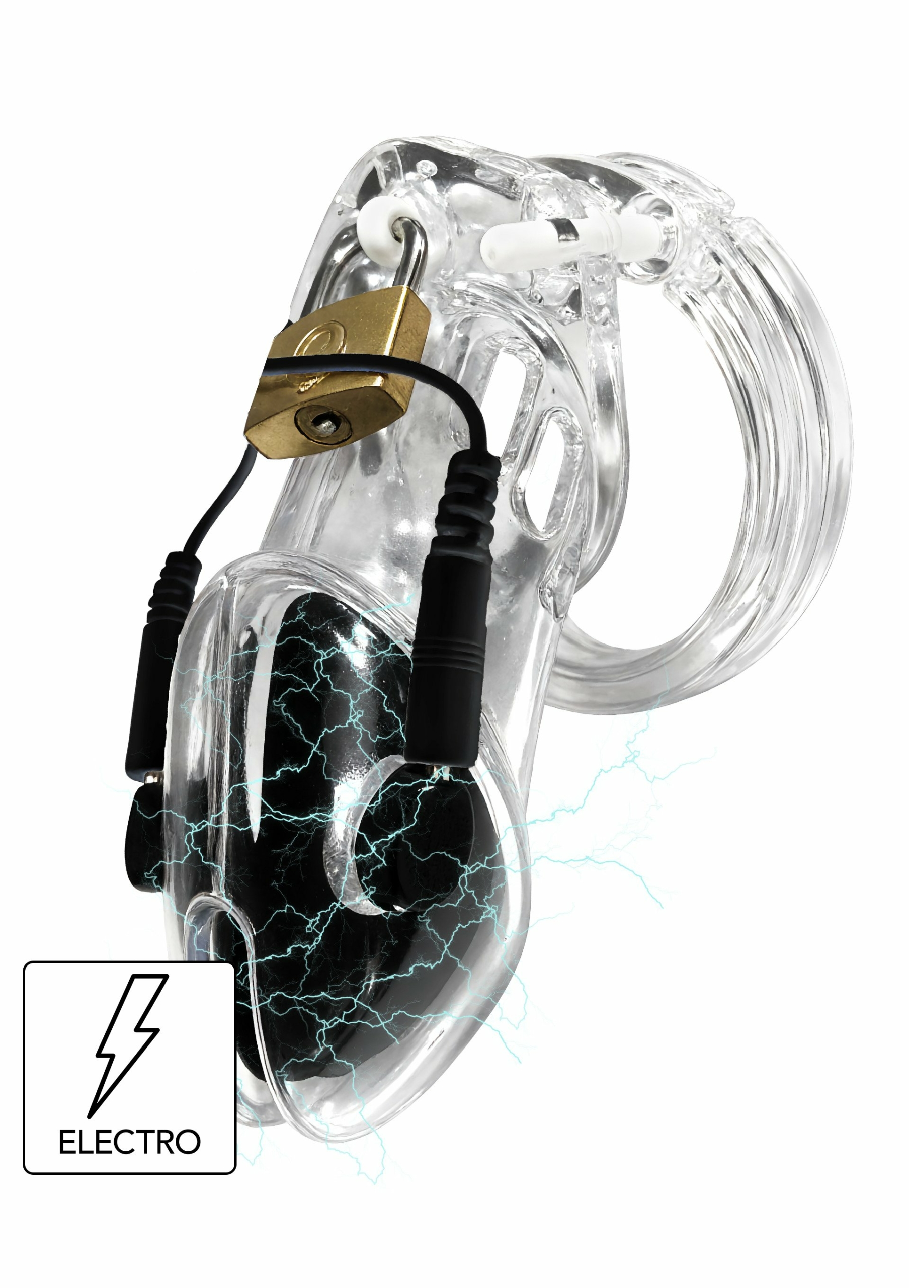 Electro Cock Cage, Remote Control W/ 5 Penis Rings - Clear - Image 3