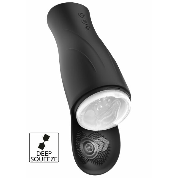 Deep Squeeze Nutbuster - Triple USB Rechargeable Male Masturbator, 5 Vibration modes, 5 Tapping modes, and 3 Squeeze Intensities