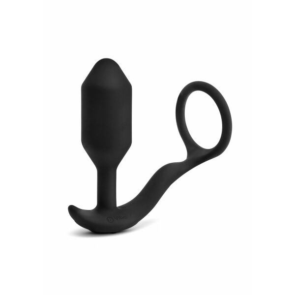 B-Vibe Vibrating Snug & Tug, Silicone USB Rechargeable Cock Ring & Anal Plug - Medium