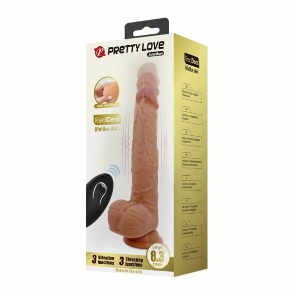 Pretty Love Jonathan 8,3" Remote control, USB Rechargeable, Vibrating Dildo - Brown