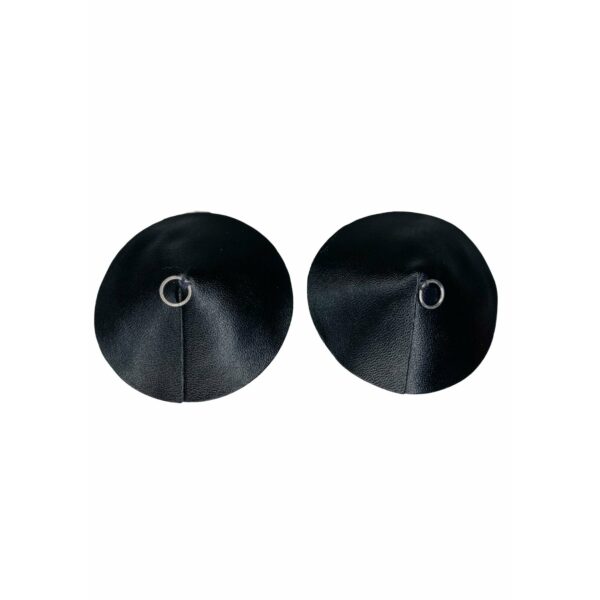 PU Leather Nipple Covers Ring - Silver