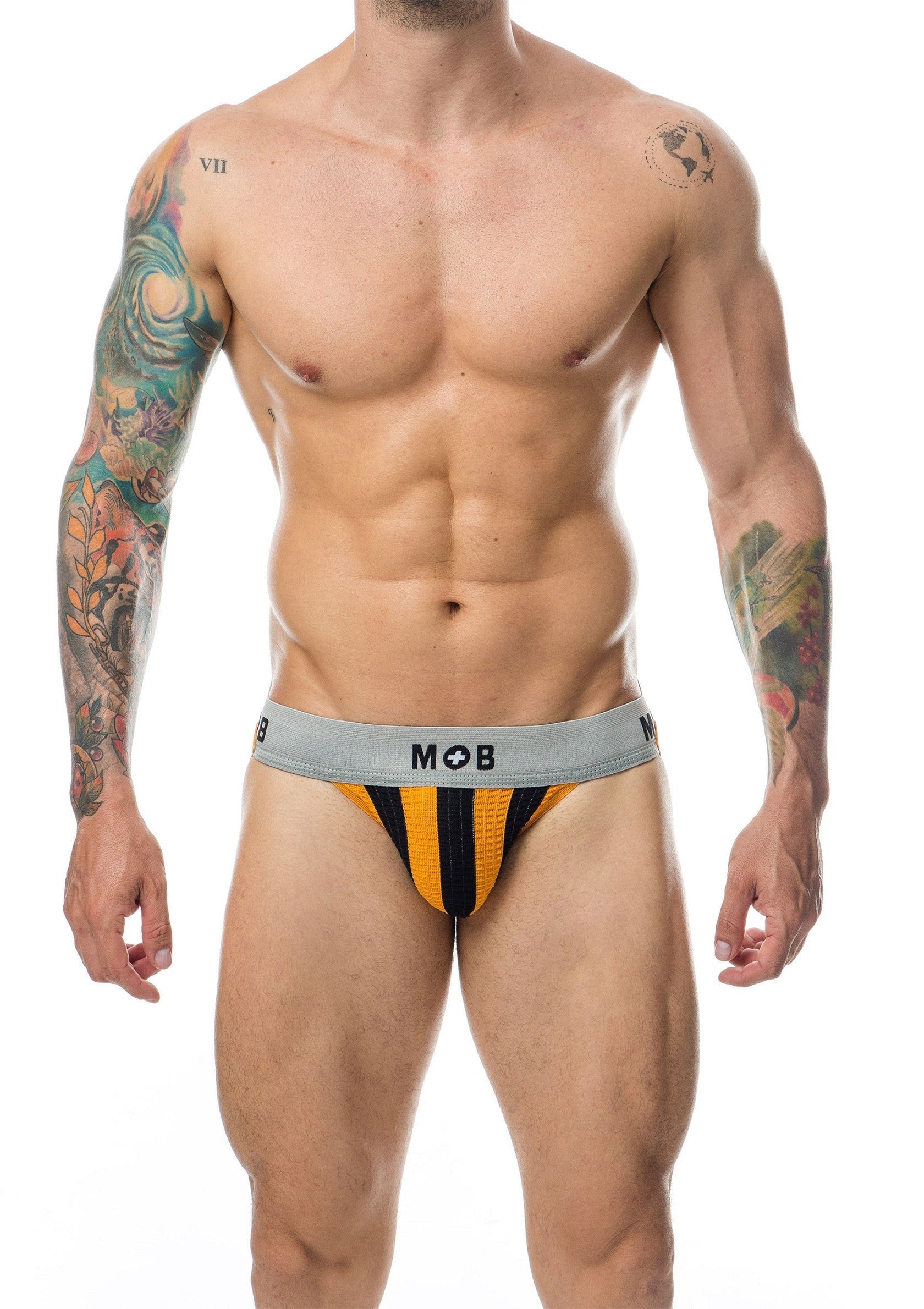 MOB Stripe Classic Jock Strap - Orange - Image 3