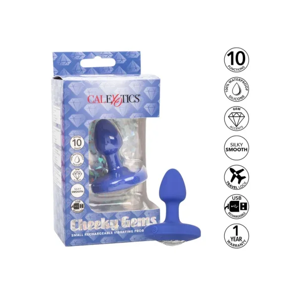 Vibrating Silicone Crystal Base USB Probe, Small-Blue